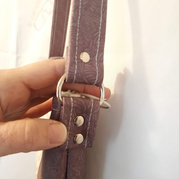 NEW Floral Faux Leather Tooled Western Pouch Purse Purple mauve Shoulder bag - Picture 7 of 10